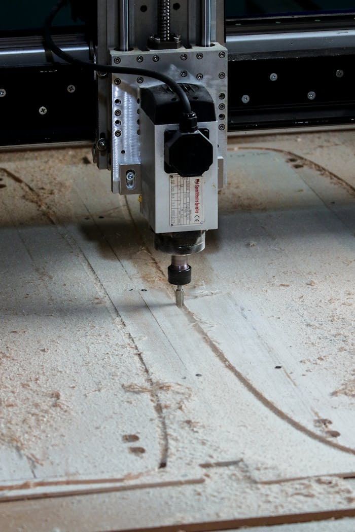 Mastering the First Impression: Your intriguing post title goes here Close-up of a CNC machine in operation, showcasing precision cutting in a workshop setting.